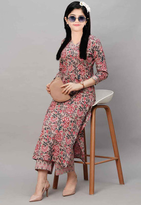 Various Vault Girls Casual Kurta and Pyjama Set(Pink Pack of 1)