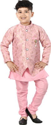 new gen Boys Festive & Party Ethnic Jacket, Kurta and Dhoti Pant Set(Pink Pack of 1)