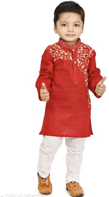 R KAY FASHIONS Boys Festive & Party Kurta and Pyjama Set(Yellow Pack of 1)