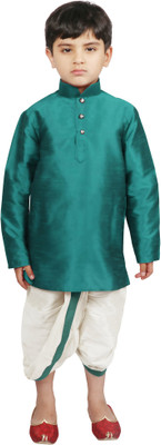 SG YUVRAJ Boys Festive & Party Kurta and Dhoti Pant Set(Dark Green Pack of 1)