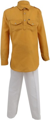 V-MART Boys Casual Kurta and Pyjama Set(Gold Pack of 1)