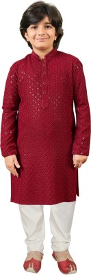 SG Boys Festive & Party Kurta and Pyjama Set(Maroon Pack of 1)