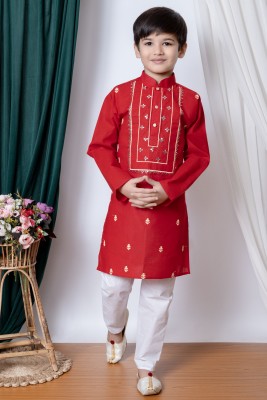 NFC CREATION Boys Festive & Party, Wedding Kurta and Pyjama Set(Red Pack of 1)