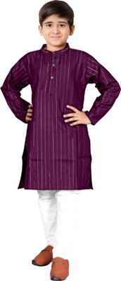 Rnr Enterprise Boys Festive & Party Kurta and Pyjama Set(Purple Pack of 1)