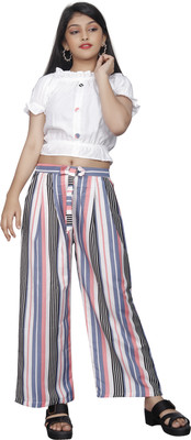 LEERUKA Indi Girls Maxi/Full Length Casual Dress(White, Short Sleeve)