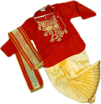 Alexa Creation Boys Festive & Party Kurta and Dhoti Pant Set(Red Pack of 1)