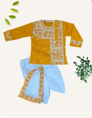 Ganapati Fashion Boys Festive & Party Dhoti & Kurta Set(Yellow Pack of 1)