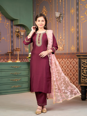 Aarika Girls Festive & Party Kurta and Trouser Set(Multicolor Pack of 1)
