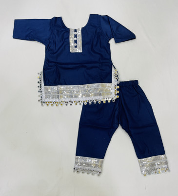 New Ekta Dresses Baby Girls Festive & Party Kurta and Pyjama Set(Blue Pack of 1)