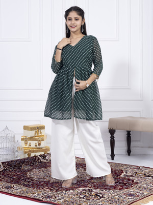 MISHA FASHION Baby Girls Casual Kurta and Palazzo Set(Green Pack of 1)