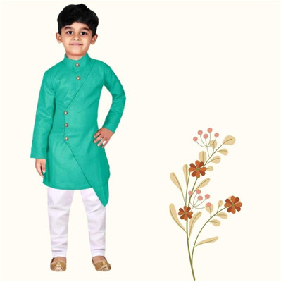 VC FASHION HUB Baby Boys Festive & Party Kurta and Pyjama Set(Green Pack of 1)