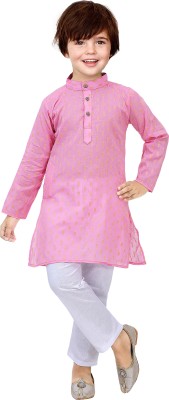Kgn Garments Boys Festive & Party Kurta and Pyjama Set(Pink Pack of 1)