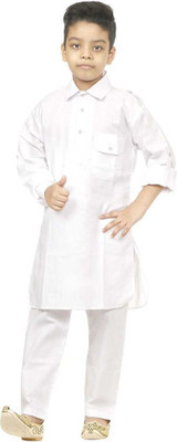 Vanraj Boys Casual Kurta and Pyjama Set(Blue Pack of 1)