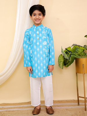 AJ Dezines Boys Festive & Party Kurta and Pyjama Set(Blue Pack of 1)