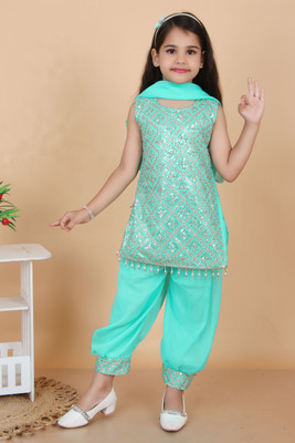 KainatFashion Girls Festive & Party Kurti, Patiala and Dupatta Set(Red Pack of 1)