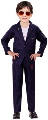 RICHIE RICH Boys Festive & Party Blazer, Shirt and Trouser Set(Blue Pack of 1)