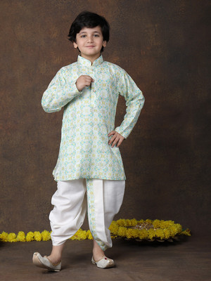 Superminis Boys Festive & Party Dhoti & Kurta Set(Green Pack of 1)