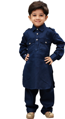 jbn CREATION Boys Festive & Party, Wedding Pathani Suit Set(Blue Pack of 1)