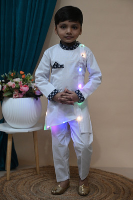 AsSahanaraDresses Baby Boys Festive & Party Kurta and Pyjama Set(White Pack of 1)