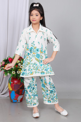 Newali fashion Girls Festive & Party Kurta and Palazzo Set(Multicolor Pack of 1)