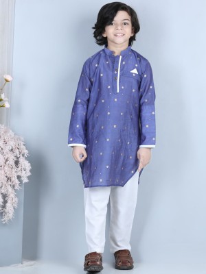 Sangria Girls Festive & Party Kurta and Pyjama Set(Blue Pack of 2)