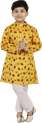 new gen Boys Casual Kurta and Pyjama Set(Yellow Pack of 1)
