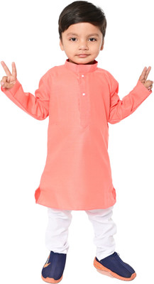 ETHINICA Boys Festive & Party Kurta and Pyjama Set(Pink Pack of 1)