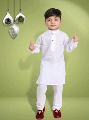 Online Collecion Boys Festive & Party Kurta and Pyjama Set(White Pack of 1)