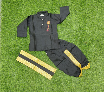 SR LASKAR FASHION Baby Boys Festive & Party Dhoti & Kurta Set(Black Pack of 1)