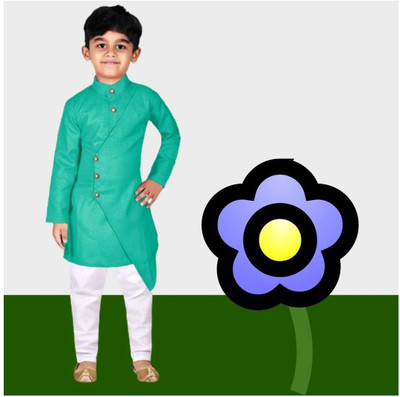 VC FASHION HUB Baby Boys Festive & Party Kurta and Pyjama Set(Green Pack of 1)