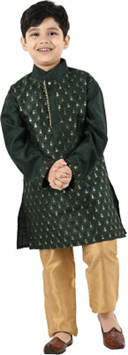 new gen Baby Boys Festive & Party, Wedding Kurta and Pyjama Set(Dark Green Pack of 2)
