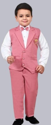 NVH Boys Festive & Party, Wedding Shirt, Waistcoat and Pant Set(Pink Pack of 1)