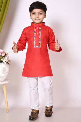 BAPITEXTILE Boys Festive & Party Kurta and Pyjama Set(Gold Pack of 1)