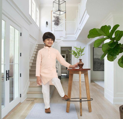 CENSAL Baby Boys Casual Kurta and Pyjama Set(Beige Pack of 1)