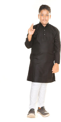 Wifi Boys Festive & Party Kurta and Pyjama Set(Black Pack of 1)