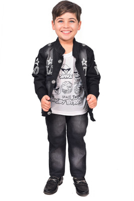 TAPODHANI Boys Festive & Party Shirt, Waistcoat and Pant Set(Black Pack of 1)