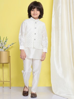 AJ Dezines Boys Festive & Party Kurta and Trouser Set(White Pack of 1)