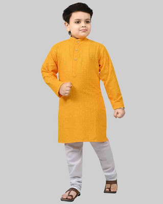 SHREE CHAMUNDA CREATION Baby Boys Casual, Festive & Party, Formal, Wedding Kurta and Pyjama Set(Yellow Pack of 1)