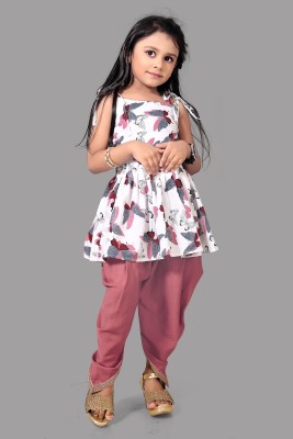 Meraki Fab Girls Festive & Party Dhoti & Kurta Set(Pink Pack of 1)