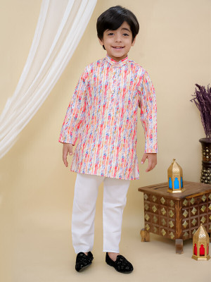Superminis Boys Festive & Party Kurta and Pyjama Set(Pink Pack of 1)
