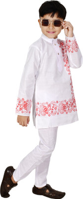Funnyboo Boys Festive & Party Kurta and Pyjama Set(White Pack of 1)