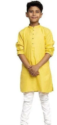 VDC FASHION HUB Baby Boys Festive & Party Kurta and Pyjama Set(Yellow Pack of 1)