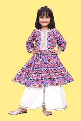 Agnivesha Girls Festive & Party Kurta and Palazzo Set(Multicolor Pack of 1)