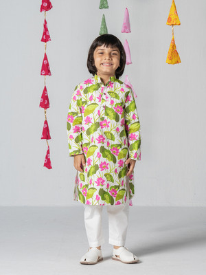 Spunkies Boys Festive & Party Kurta and Pyjama Set(Multicolor Pack of 2)