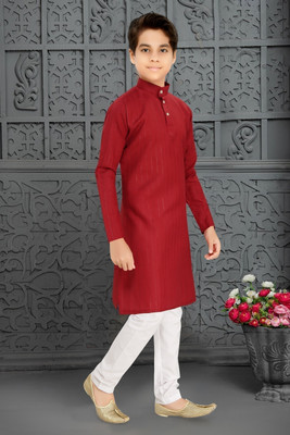 Shree Sundha Boys Festive & Party Kurta and Pyjama Set(Maroon Pack of 1)