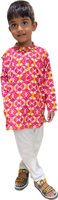 MAITREYO Boys Festive & Party Kurta and Pyjama Set(Pink Pack of 1)