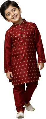 Ayshax Baby Boys Festive & Party Kurta and Dhoti Pant Set(Red Pack of 2)