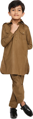 MAHARAJA Boys Festive & Party Pathani Suit Set(Brown Pack of 1)