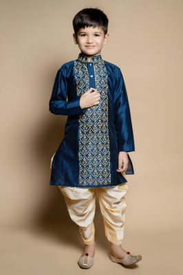 NFC CREATION Boys Festive & Party, Wedding Kurta and Patiala Set(Dark Blue Pack of 1)