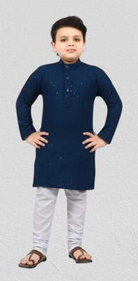 BAPPI FASHION Boys Festive & Party Kurta and Pyjama Set(Blue Pack of 2)